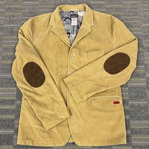 Patagonia Spoken Word Corduroy Blazer Jacket Mens L Tan Whale Animal Coat FLAW